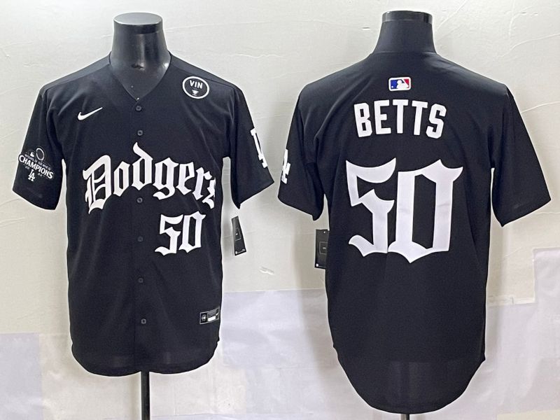 Men 2025 Los Angeles Dodgers #50 Betts Black Seventh generation Joint Name Nike MLB Jersey style 10->los angeles dodgers->MLB Jersey
